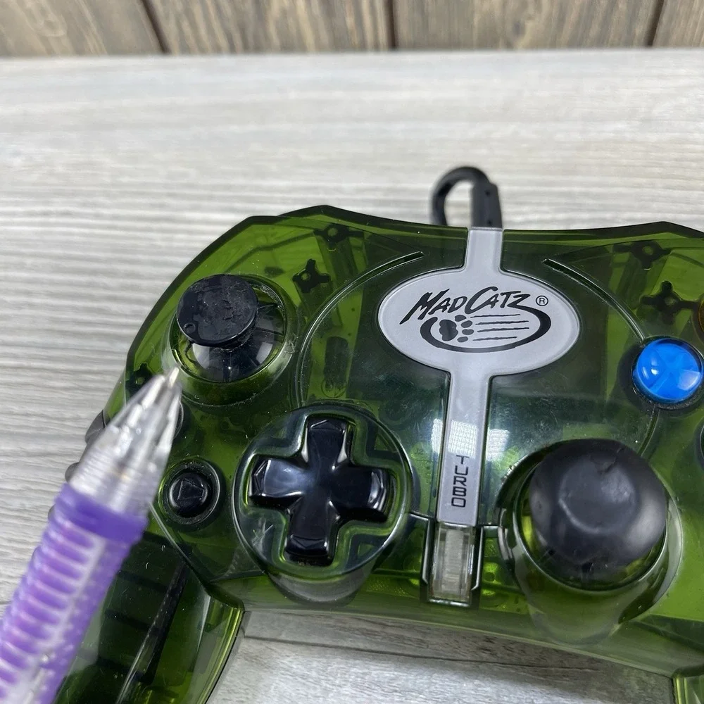 Mad Catz Turbo Gaming Controller Clear & Green Wired Original Xbox